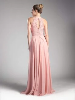 Formal Gowns Cinderella Divine - CJ228 High Halter Lace Bodice A-Line Evening Gown 18 Formal Gowns Cinderella Divine - CJ228 High Halter Lace Bodice A-Line Evening Gown