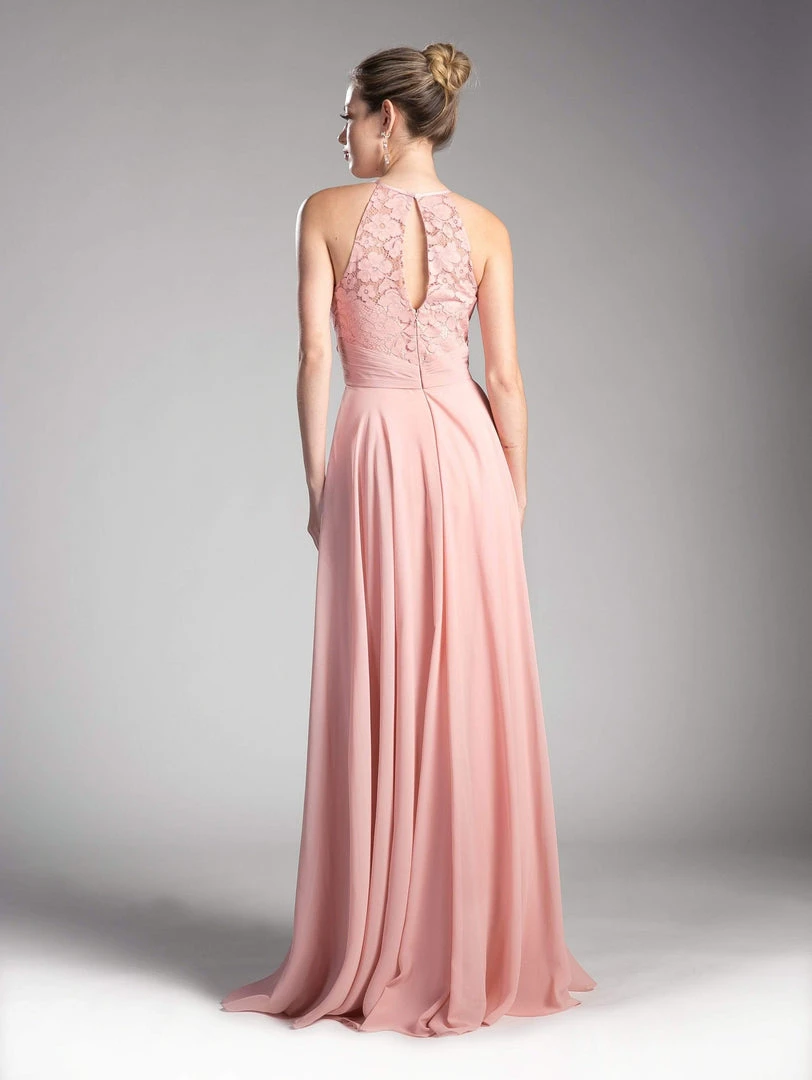 Formal Gowns Cinderella Divine - CJ228 High Halter Lace Bodice A-Line Evening Gown 9 Formal Gowns Cinderella Divine - CJ228 High Halter Lace Bodice A-Line Evening Gown