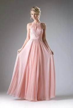 Formal Gowns Cinderella Divine - CJ228 High Halter Lace Bodice A-Line Evening Gown 19 Formal Gowns Cinderella Divine - CJ228 High Halter Lace Bodice A-Line Evening Gown
