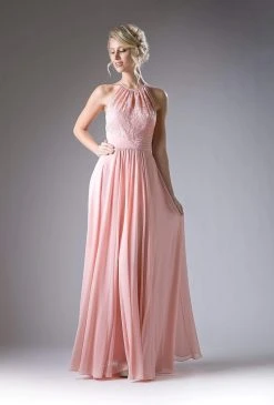 Formal Gowns Cinderella Divine - CJ228 High Halter Lace Bodice A-Line Evening Gown 21 Formal Gowns Cinderella Divine - CJ228 High Halter Lace Bodice A-Line Evening Gown