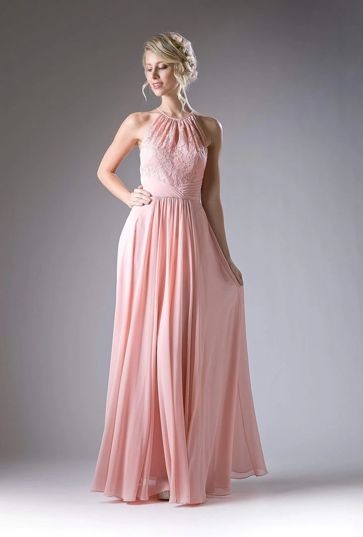 Formal Gowns Cinderella Divine - CJ228 High Halter Lace Bodice A-Line Evening Gown 12 Formal Gowns Cinderella Divine - CJ228 High Halter Lace Bodice A-Line Evening Gown