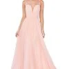 Cinderella Divine - CJ251 Illusion Neckline A-Line Chiffon Dress