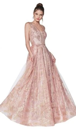 Cinderella Divine - CJ271 Glitter Print V-neck Ballgown