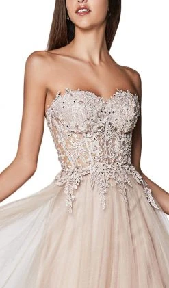 Formal Gowns Cinderella Divine - CJ502 Strapless Illusion Corset Boned A-Line Gown