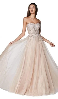 Formal Gowns Cinderella Divine - CJ502 Strapless Illusion Corset Boned A-Line Gown