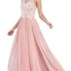 Formal Gowns Cinderella Divine - CJ528 Lace V-neck Tulle A-line Gown 1 Formal Gowns Cinderella Divine - CJ528 Lace V-neck Tulle A-line Gown