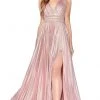 Cinderella Divine - CJ537 Deep V-neck Beaded A-line Gown Formal Gowns 1 Cinderella Divine - CJ537 Deep V-neck Beaded A-line Gown Formal Gowns