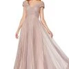 Cinderella Divine - CJ539 V-neck Pleated Metallic A-line Dress Formal Gowns 1 Cinderella Divine - CJ539 V-neck Pleated Metallic A-line Dress Formal Gowns