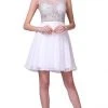 Cinderella Divine - CJ90S Sheer Illusion Neckline Beaded Chiffon Cocktail Dress - 1 Pc Off White In Size 8 Available Cocktail Dresses