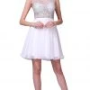 Cinderella Divine - CJ90S Sleeveless Bejeweled Illusion Bateau A-line Dress Cocktail Dresses
