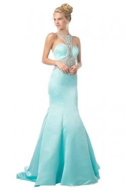 Cinderella Divine - CK31 Beaded Halter Neck Mermaid Dress Formal Gowns