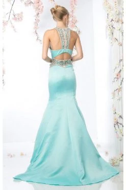 Cinderella Divine - CK31 Beaded Halter Neck Mermaid Dress Formal Gowns
