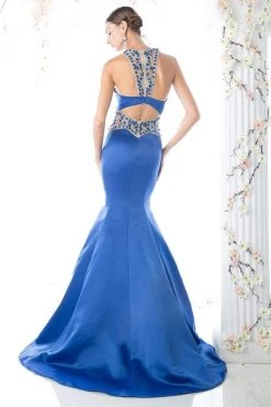 Cinderella Divine - CK31 Beaded Halter Neck Mermaid Dress Formal Gowns