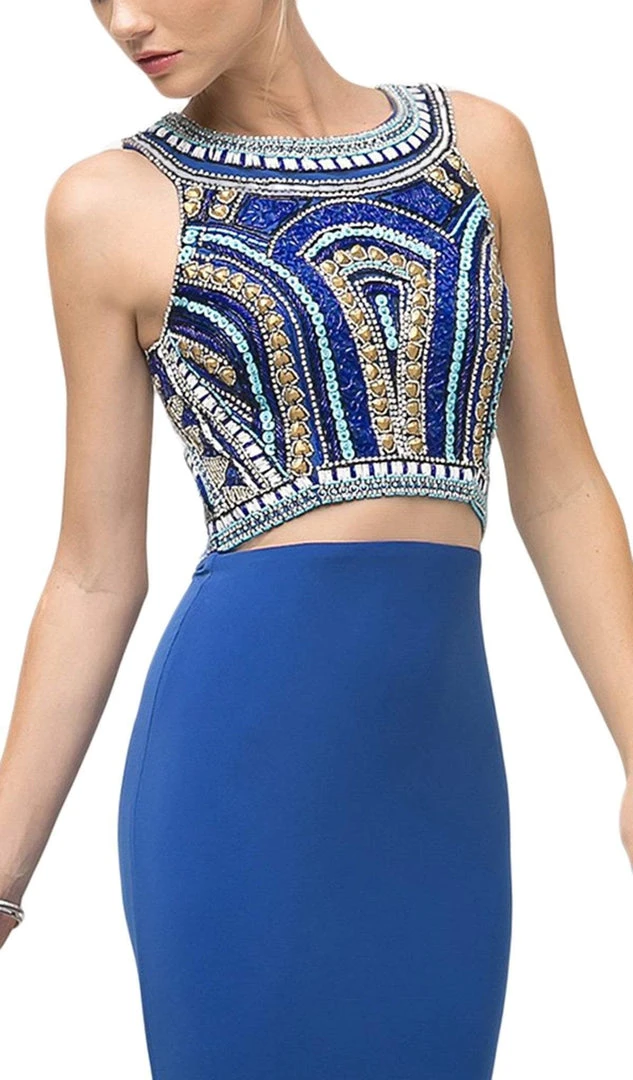 Cinderella Divine - CK39 Two Piece Beaded Halter Trumpet Dress 4 Cinderella Divine - CK39 Two Piece Beaded Halter Trumpet Dress