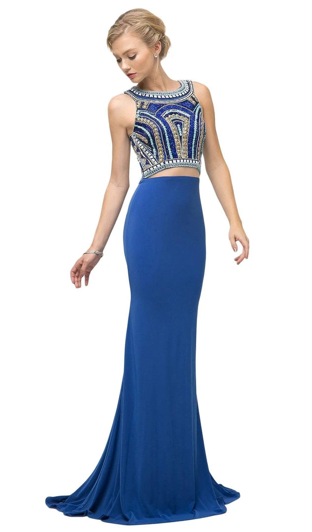 Cinderella Divine - CK39 Two Piece Beaded Halter Trumpet Dress 3 Cinderella Divine - CK39 Two Piece Beaded Halter Trumpet Dress