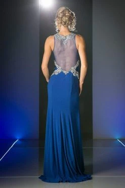 Formal Gowns Cinderella Divine - CK48 Beaded Stretch Knit Sheath Dress