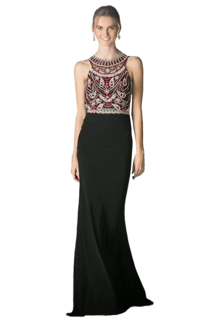 Formal Gowns Cinderella Divine - CK58 Beaded Halter Neck Sheath Dress 3 Formal Gowns Cinderella Divine - CK58 Beaded Halter Neck Sheath Dress