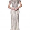 Cinderella Divine - CK865 Illusion Short Sleeve Art Deco Lace Gown