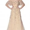 Formal Gowns Cinderella Divine - CK896 Floral Embellished Off-Shoulder A-line Gown 2 Formal Gowns Cinderella Divine - CK896 Floral Embellished Off-Shoulder A-line Gown