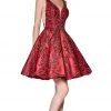 Cinderella Divine - CM302 Embroidered Plunging Sweetheart A-Line Dress