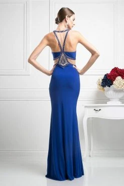 Formal Gowns Cinderella Divine - CP812 Jeweled Sheer Midriff Sheath Gown 9 Formal Gowns Cinderella Divine - CP812 Jeweled Sheer Midriff Sheath Gown