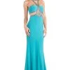 Formal Gowns Cinderella Divine - CP812 Jeweled Sheer Midriff Sheath Gown 1 Formal Gowns Cinderella Divine - CP812 Jeweled Sheer Midriff Sheath Gown
