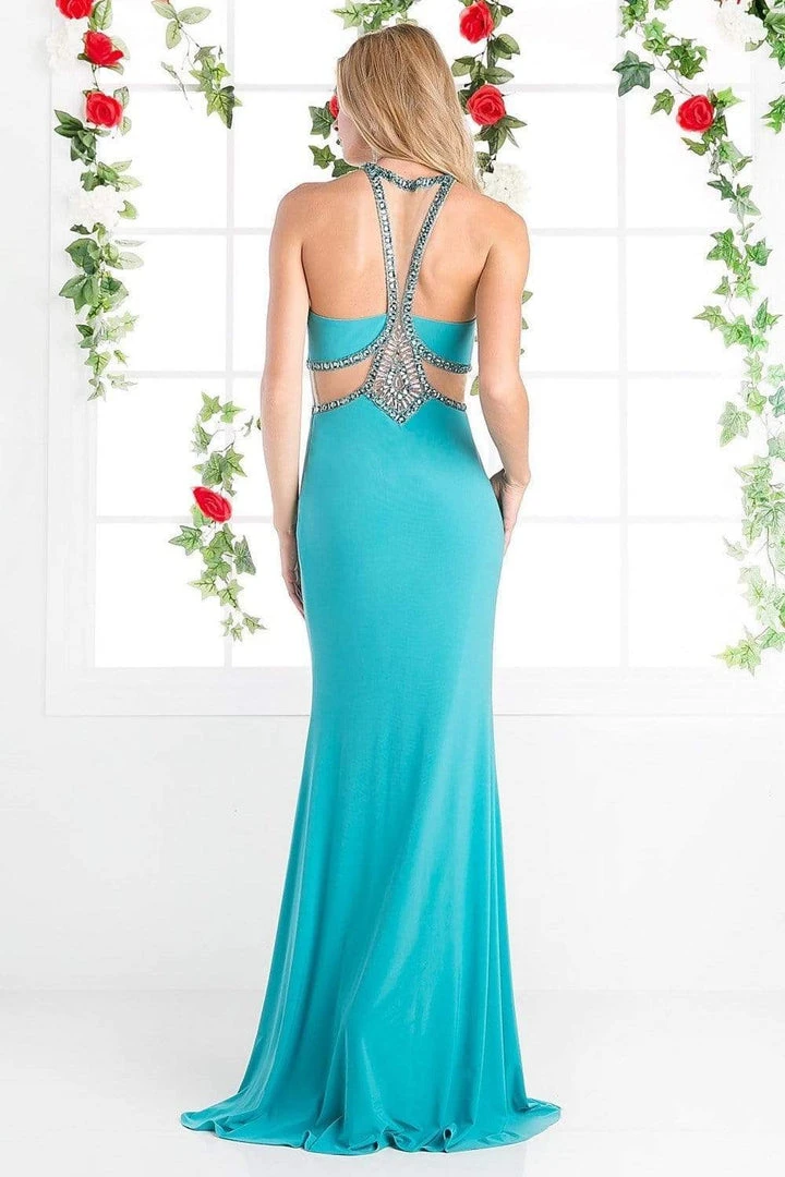 Formal Gowns Cinderella Divine - CP812 Jeweled Sheer Midriff Sheath Gown 4 Formal Gowns Cinderella Divine - CP812 Jeweled Sheer Midriff Sheath Gown