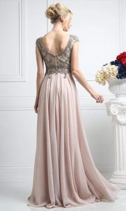 Cinderella Divine - CR721 Beaded V-Neck A-Line Dress Formal Gowns 5 Cinderella Divine - CR721 Beaded V-Neck A-Line Dress Formal Gowns