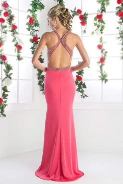 Cinderella Divine - CR752 Bead-Trimmed High Slit Long Gown