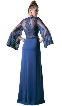 Formal Gowns Cinderella Divine - CR771 Embellished Scalloped V-neck Sheath Dress 8 Formal Gowns Cinderella Divine - CR771 Embellished Scalloped V-neck Sheath Dress