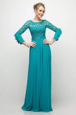 Cinderella Divine - CR781 Quarter Flounce Sleeve Beaded Lace Gown