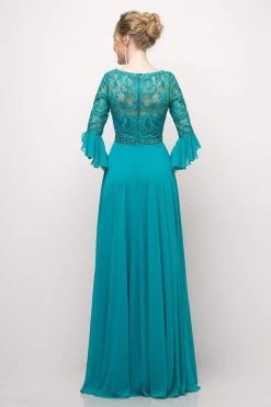 Cinderella Divine - CR781 Quarter Flounce Sleeve Beaded Lace Gown