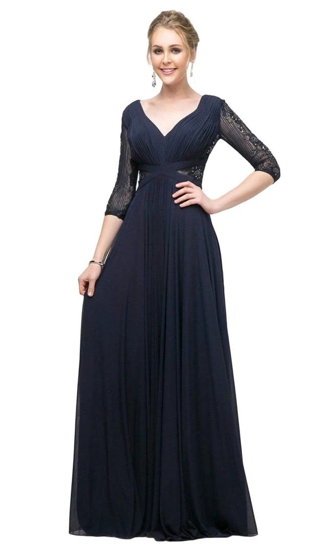 Cinderella Divine - CR785 Beaded Embroidered Empire Waist Long Dress Formal Gowns 5 Cinderella Divine - CR785 Beaded Embroidered Empire Waist Long Dress Formal Gowns
