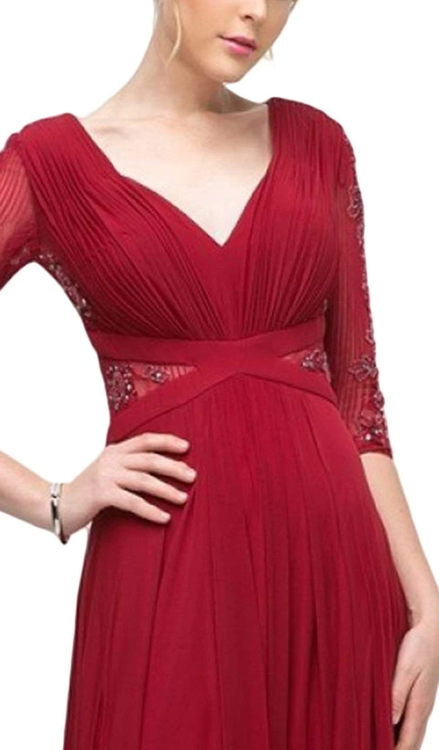 Cinderella Divine - CR785 Beaded Embroidered Empire Waist Long Dress Formal Gowns 4 Cinderella Divine - CR785 Beaded Embroidered Empire Waist Long Dress Formal Gowns