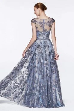 Cinderella Divine - CR830 Glitter Floral Illusion Scoop Ballgown