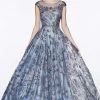 Cinderella Divine - CR830 Glitter Floral Illusion Scoop Ballgown 1 Cinderella Divine - CR830 Glitter Floral Illusion Scoop Ballgown