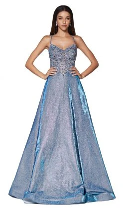 Formal Gowns Cinderella Divine - CR831 Beaded V-Neck A-Line Gown