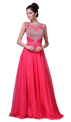 Formal Gowns Cinderella Divine - Crystal Embellished Ruched Evening Gown