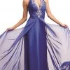Cinderella Divine - Crystal Embellished Ruched High Neck Evening Dress Formal Gowns 1 Cinderella Divine - Crystal Embellished Ruched High Neck Evening Dress Formal Gowns