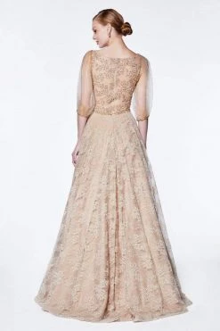 Formal Gowns Cinderella Divine - CS023 Beaded Bateau A-Line Evening Dress