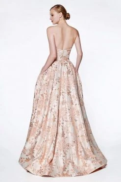 Formal Gowns Cinderella Divine - CS024 Floral Strapless Pleated Ballgown