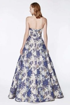 Cinderella Divine - CS026 Strapless Floral Brocade Ballgown Formal Gowns