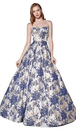 Cinderella Divine - CS026 Strapless Floral Brocade Ballgown Formal Gowns