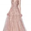Cinderella Divine - CS029 Sequin Embellished Plunging V-Neck Gown Formal Gowns 2 Cinderella Divine - CS029 Sequin Embellished Plunging V-Neck Gown Formal Gowns