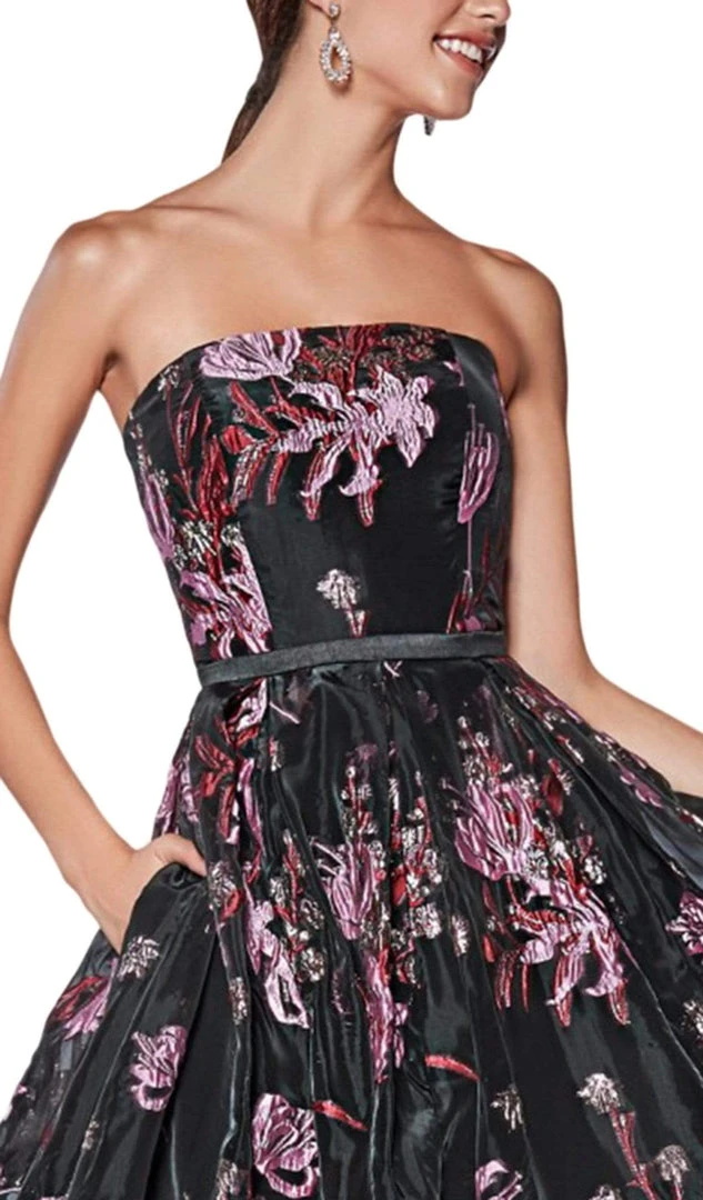 Formal Gowns Cinderella Divine - CS031 Strapless Floral Evening Gown 5 Formal Gowns Cinderella Divine - CS031 Strapless Floral Evening Gown