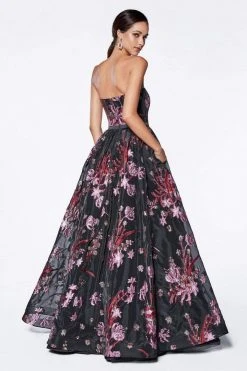 Formal Gowns Cinderella Divine - CS031 Strapless Floral Evening Gown 7 Formal Gowns Cinderella Divine - CS031 Strapless Floral Evening Gown