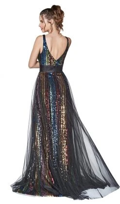 Formal Gowns Cinderella Divine - CS033 Multicolored Sequined V-neck A-line Dress 8 Formal Gowns Cinderella Divine - CS033 Multicolored Sequined V-neck A-line Dress