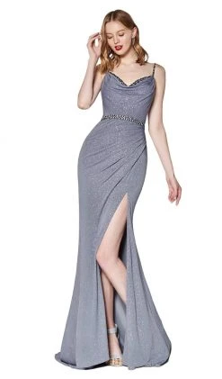 Cinderella Divine - CS035 Beaded Evening Dress With Slit