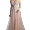 Formal Gowns Cinderella Divine - CT0040 Metallic Knit Deep V-neck A-line Dress
