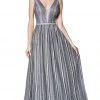Cinderella Divine - CZ0015 Striped Metallic A-Line Gown